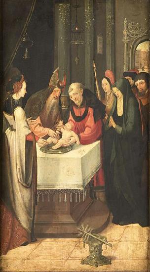 Master of the Vienna Lamentation Left wing of an altarpiece with the Circumcision and the Virgin of an Annunciation oil painting image